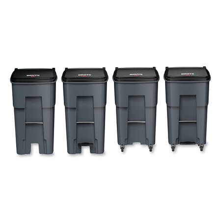 Rubbermaid Commercial 65 gal Square Trash Can, Gray, Open Top, Polyethylene FG9W2100GRAY
